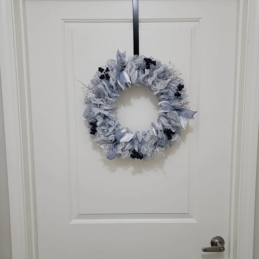 Winter/Snow Blue and Silver Theme Wreath